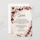 ブルゴーニュと秋の花と離れ金ゴールドのフレーム エンクロージャーカード (正面/裏面)