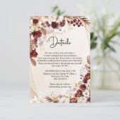 ブルゴーニュと秋の花と離れ金ゴールドのフレーム エンクロージャーカード (スタンド正面)