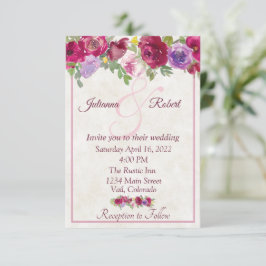 ブルゴーニュと紫のフローラ予算結婚の投資額 招待状