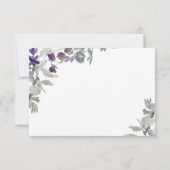 ブルゴーニュと紫の水色の花がパーソナライズされる ノートカード (裏面)
