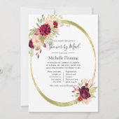 ブルゴーニュと赤面のベビー又はブライダルシャワー（郵便） 招待状 (正面)