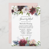 ブルゴーニュと赤面のベビー又はブライダルシャワー(郵便) 招待状 (正面/裏面)