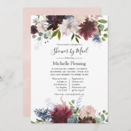 ブルゴーニュと赤面のベビー又はブライダルシャワー(郵便) 招待状