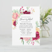 ブルゴーニュと赤面のベビー又はブライダルシャワー(郵便) 招待状 (スタンド正面)