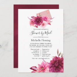 ブルゴーニュと赤面のベビー又はブライダルシャワー（郵便） 招待状