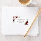 ブルゴーニュと赤面の水の色のバラ結婚のアドレス ラベル (インサイチュ)