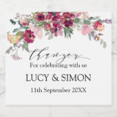 ブルゴーニュと赤面の水彩バラ スパークリングワインラベル (シングルラベル)