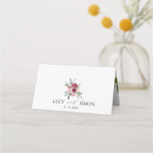 ブルゴーニュと赤面の水彩バラ プレイスカード (裏面)