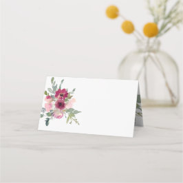 ブルゴーニュと赤面の水彩バラ プレイスカード