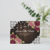 ブルゴーニュと赤面の結婚式は日付はがきを保存 案内ポストカード (スタンド正面)