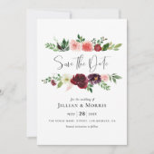 ブルゴーニュと赤面はデートの誘いを保存する 招待状 (正面)