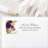 ブルゴーニュと赤面ウォーターカラーフローラブーケ ラベル (インサイチュ)