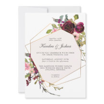 ブルゴーニュと赤面ウォーターカラーボホフローラ結婚ズ