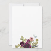 ブルゴーニュと赤面ウォーターカラーボホフローラ結婚ズ 招待状 (裏面)