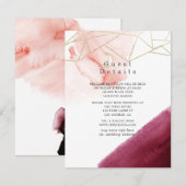 ブルゴーニュと赤面ウォーター結婚カラーズゲスト詳細 エンクロージャーカード (正面/裏面)