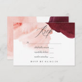 ブルゴーニュと赤面ウォーター結婚カラー 出欠カード (正面/裏面)