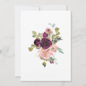 ブルゴーニュと赤面ウォーター色のフローラ結婚ズ 招待状 (裏面)