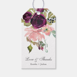 ブルゴーニュと赤面ウォーター色フローラ ギフトタグ