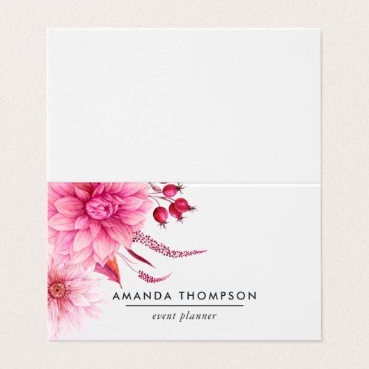 ブルゴーニュと赤面ウォーター色フローラ 名刺 (外部フラット)