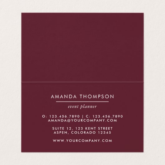 ブルゴーニュと赤面ウォーター色フローラ 名刺 (内部フラット)