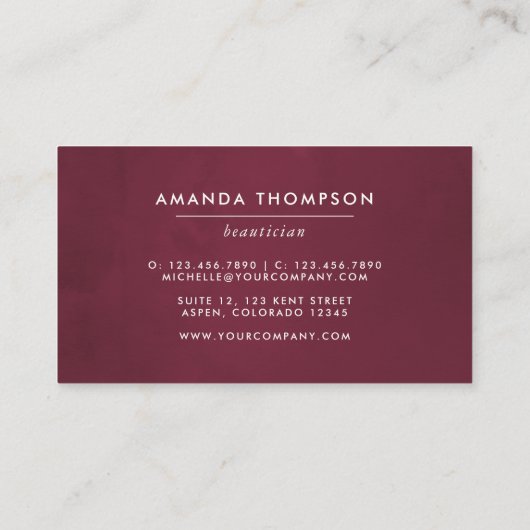 ブルゴーニュと赤面ウォーター色フローラ 名刺 (裏面)