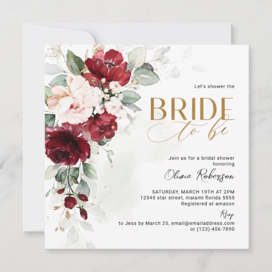 ブルゴーニュと赤面ピンクのフローラ花嫁になる (正面)