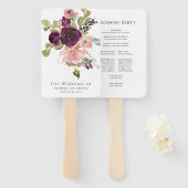 ブルゴーニュと赤面ピンクウェディングパーティー ハンドファン (正面&裏面)