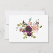 ブルゴーニュと赤面ピンクウェディングRSVP 出欠カード (裏面)