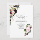 ブルゴーニュと赤面ピンクダイヤモンドモノグラム結婚ズ 招待状 (正面)