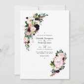 ブルゴーニュと赤面ピンクダイヤモンドモノグラム結婚ズ 招待状 (正面)