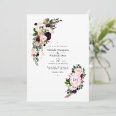 ブルゴーニュと赤面ピンクダイヤモンドモノグラム結婚ズ 招待状 (スタンド正面)