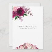 ブルゴーニュと赤面ピンクピーニーブランチとバブリー 招待状 (裏面)