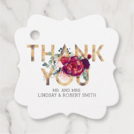 ブルゴーニュと赤面ピンクフローラありがとう フェイバータグ