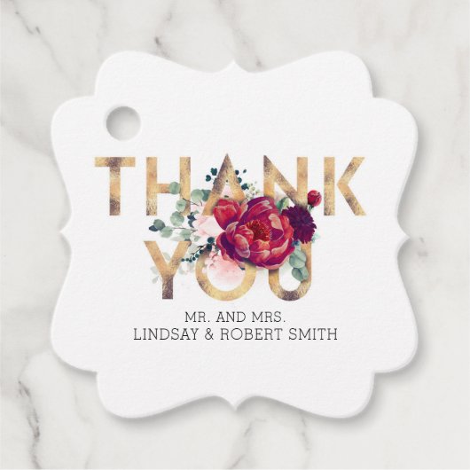 ブルゴーニュと赤面ピンクフローラありがとう フェイバータグ (正面)