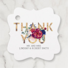 ブルゴーニュと赤面ピンクフローラありがとう フェイバータグ