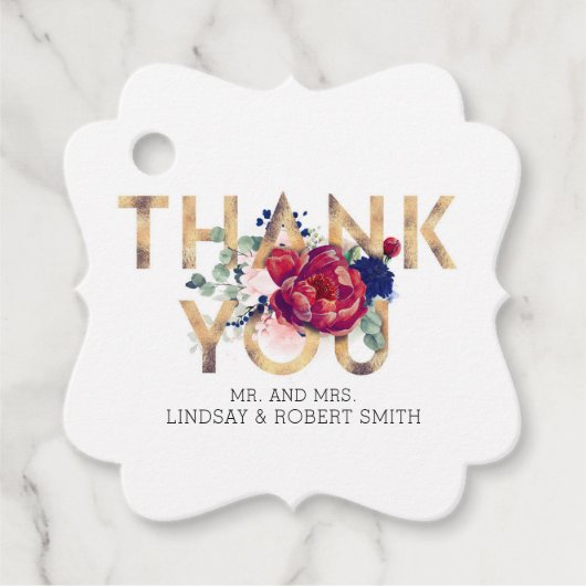 ブルゴーニュと赤面ピンクフローラありがとう フェイバータグ (正面)