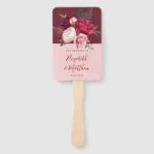 ブルゴーニュと赤面ピンクフローラブーケ結婚ス ハンドファン (正面)