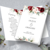 ブルゴーニュと赤面ピンクフローラ結婚式 プログラム