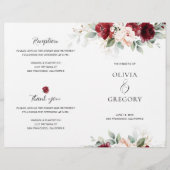 ブルゴーニュと赤面ピンクフローラ結婚式 プログラム (正面)