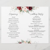 ブルゴーニュと赤面ピンクフローラ結婚式 プログラム (裏面)