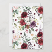 ブルゴーニュと赤面ピンクローズ結婚式招待状 招待状 (裏面)