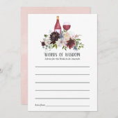 ブルゴーニュと赤面ピンクワインテイスティングブライダルシャワー アドバイスカード (正面/裏面)