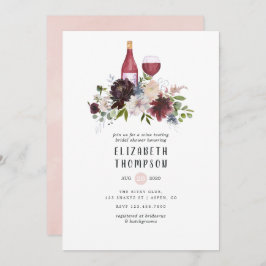 ブルゴーニュと赤面ピンクワインテイスティングブライダルシャワー 招待状