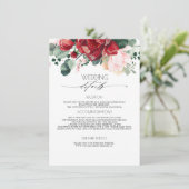 ブルゴーニュと赤面ピンク結婚ズのインフォメーションゲスト エンクロージャーカード (スタンド正面)