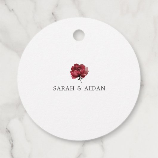 ブルゴーニュと赤面ピンク結婚フローラありがとう フェイバータグ (裏面)