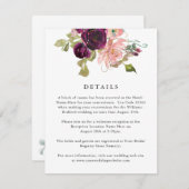 ブルゴーニュと赤面ピンク結婚フローラ詳細 エンクロージャーカード (正面/裏面)