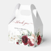 ブルゴーニュと赤面ピンク結婚フローラ フェイバーボックス (正面サイド)