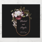 ブルゴーニュと赤面ピンク花模様オンブラック結婚ズ ビールラベル (シングルラベル)