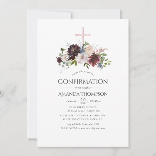 ブルゴーニュと赤面フローラの確認 招待状 (正面)