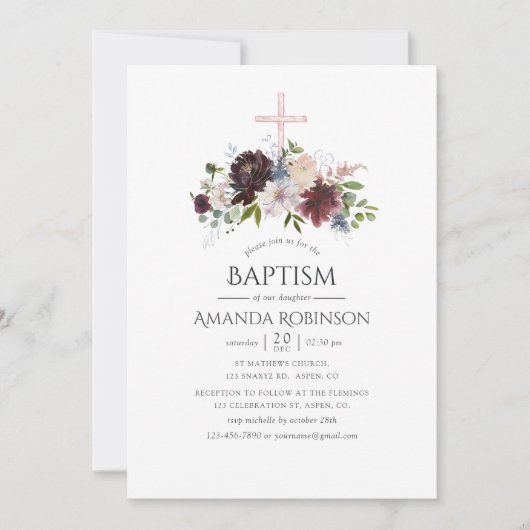 ブルゴーニュと赤面フローラバプテスマまたは《キリスト教》洗礼式や命名式 招待状 (正面)